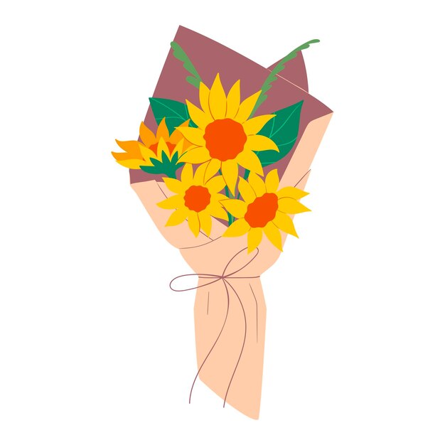 Vector bouquet of sunflowers isolated on white background vector graphics