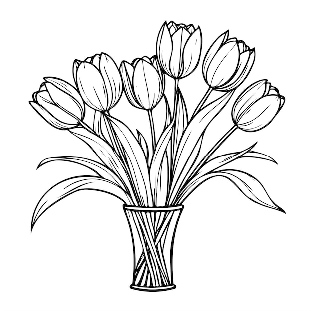 Vector a bouquet of tulips in a vase