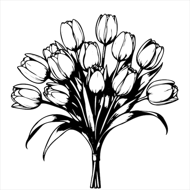 Vector a bouquet white tulips is the main focus of the image