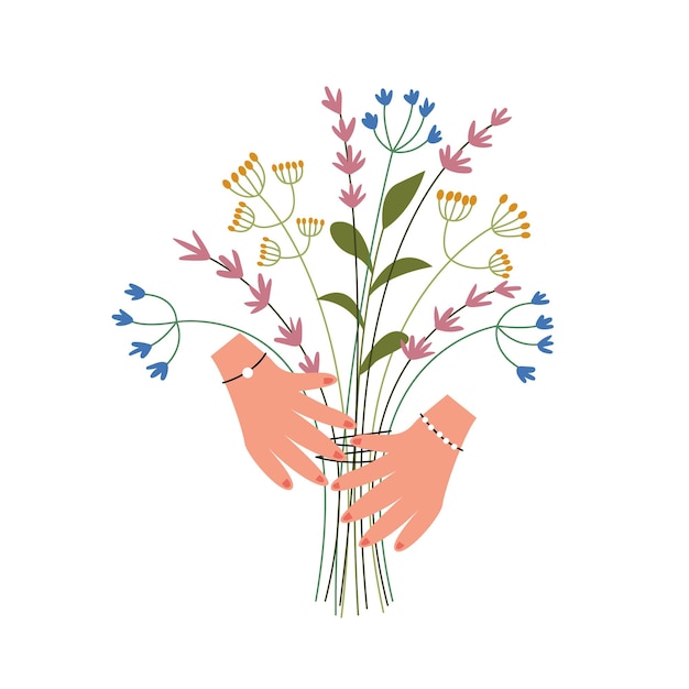 Bouquet of wildflowers in the hands