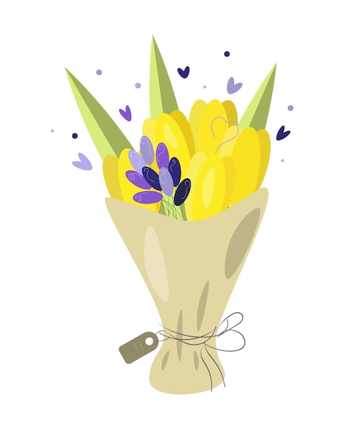 Bouquet of yellow tulips holiday gift