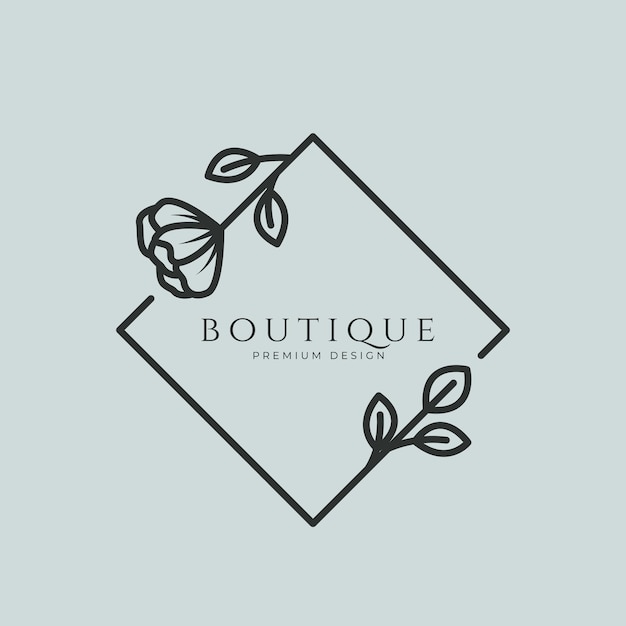 boutique logo invitation beauty feminine template vector icon minimalist symbol design