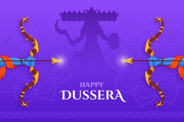 Bow and Arrow of Rama in Happy Dussehra, Navratri and Durga Puja festival of India