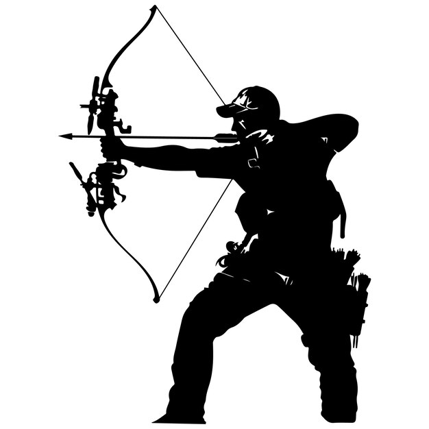 Vector bow hunter archer vector silhouette