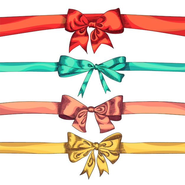 Bow ribbons color isolation on a white background,   illustration.