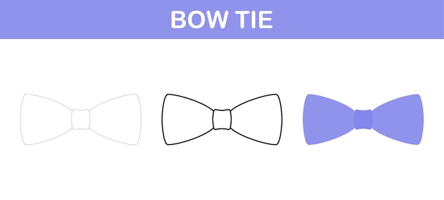 Bow Tie tracing and coloring worksheet for kids