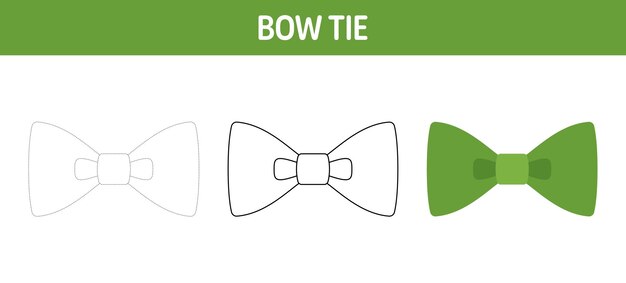 Bow Tie tracing and coloring worksheet for kids