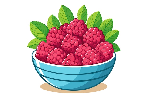 Vector a bowl of cartoon style raspberries fruit vector drawing clipart illustration