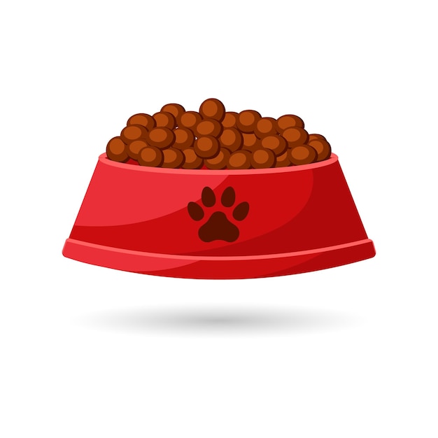 A bowl of dog food. Illustration, icon, vector