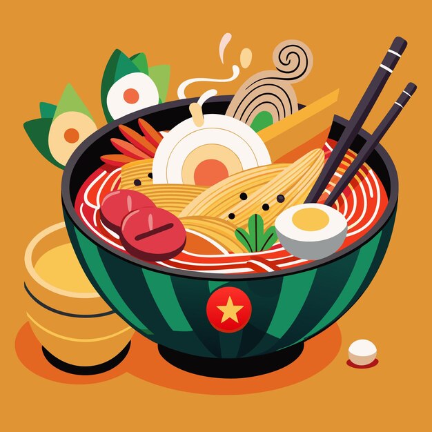 Vector a bowl of food with sushi and sushi on it