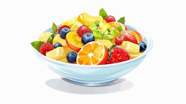 Vector a bowl of fruit with a blueberry and raspberry on the bottom