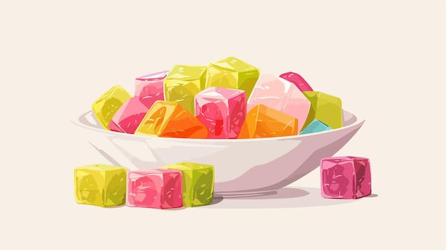 Vector a bowl of gummy candies with a white bowl of candy