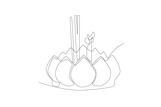 The bowl line art for the loy Krathong festival