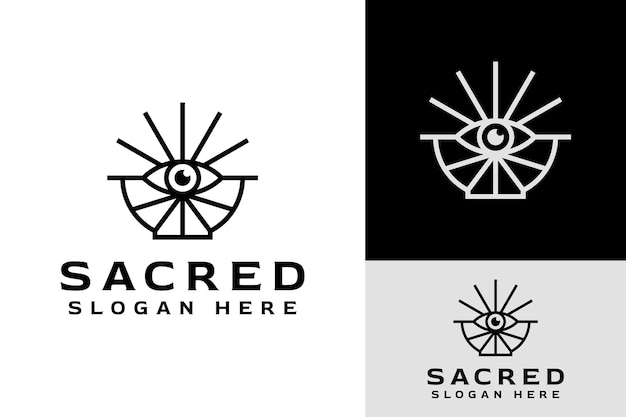 Bowl and Mystical Eye Sacred Geometry Logo Design Branding Template