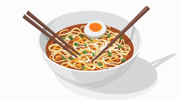 a bowl of noodles with an egg on the side and a bowl of noodles with chopsticks