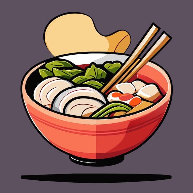 a bowl of pho sho nudles vector illustration