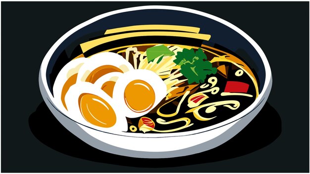 Vector bowl of ramen noodles vector illustration