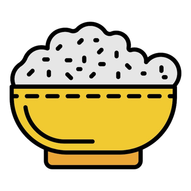 Bowl rice icon Outline bowl rice vector icon color flat isolated