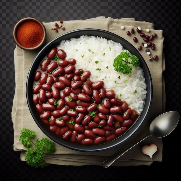 a bowl of rice with beans and rice