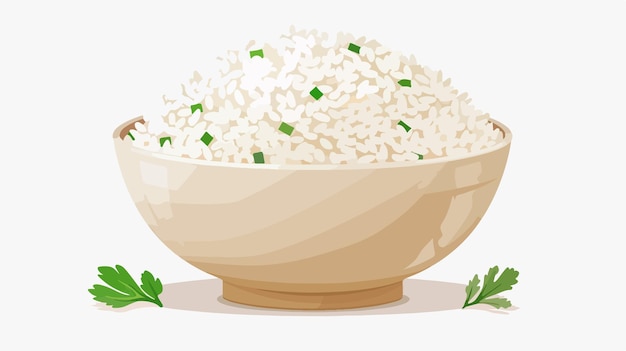 Vector a bowl of rice with green onions on it