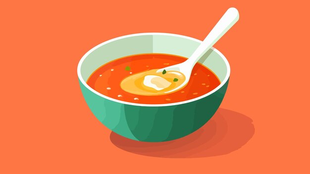 Vector a bowl of soup with a spoon in it