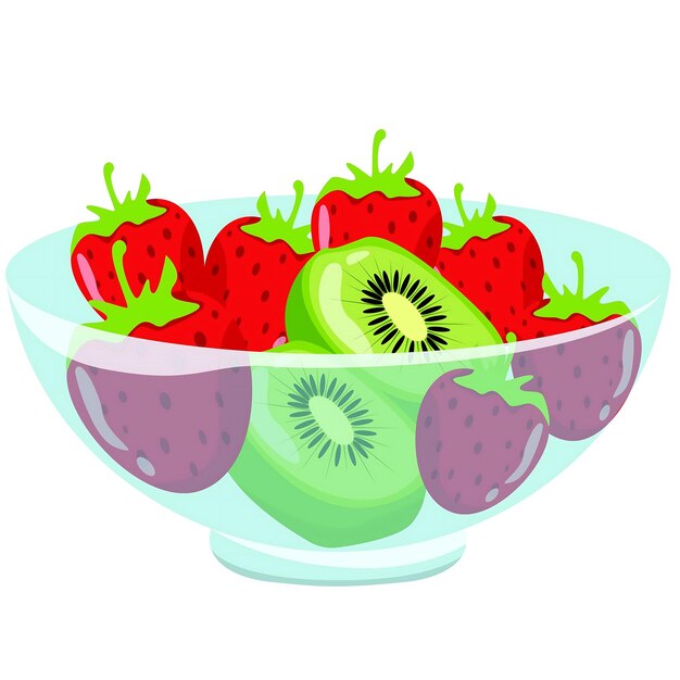 Vector a bowl of strawberries and kiwi fruit