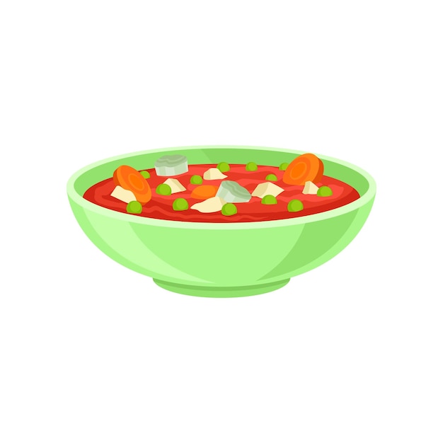 Bowl of tasty cream soup with vegetables Delicious dish for dinner Healthy nutrition Flat vector for recipe book or cafe menu