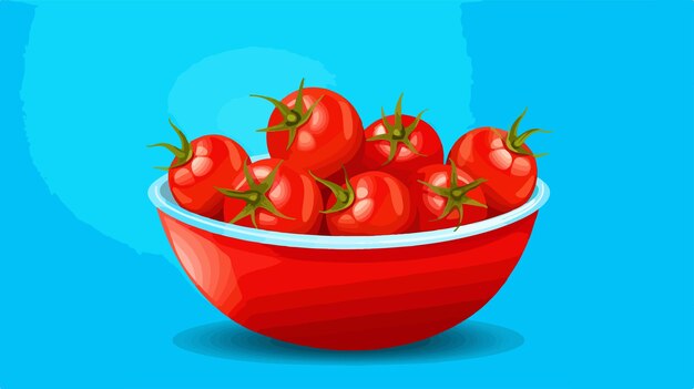 Vector a bowl of tomatoes with a blue background