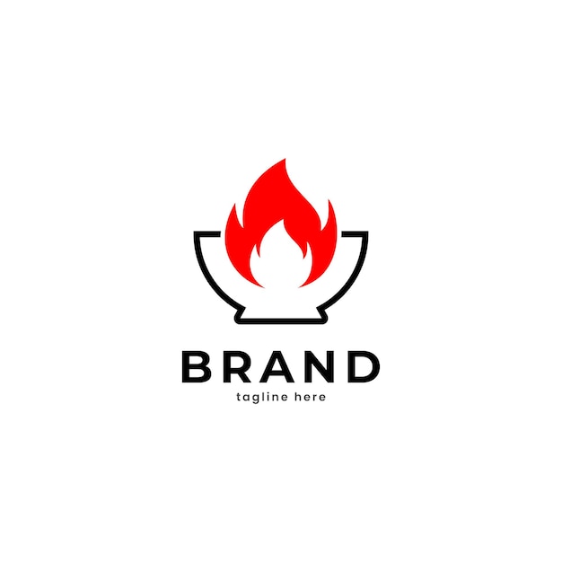 bowl with hot fire logo design vector icon symbol graphic illustration