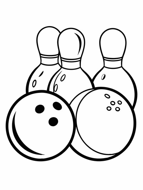 Vector bowling ball colouring book pages for children and adults with vector design