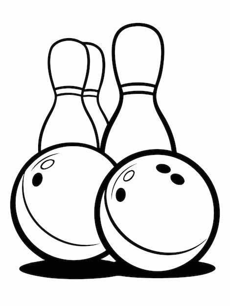 Vector bowling ball colouring book pages for children and adults with vector design