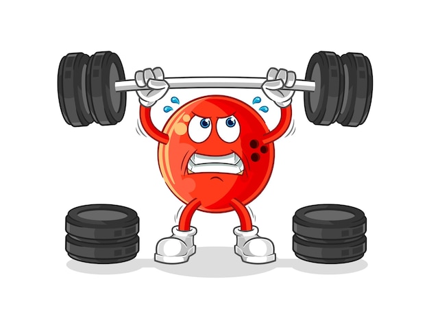 Bowling ball lifting the barbell character cartoon mascot vector