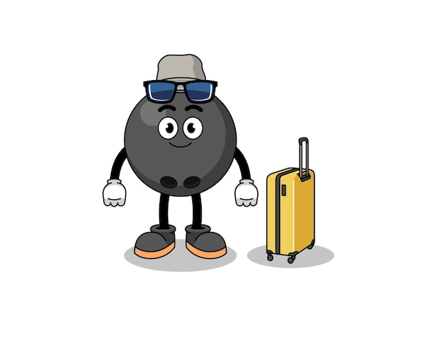 Bowling ball mascot doing vacation character design