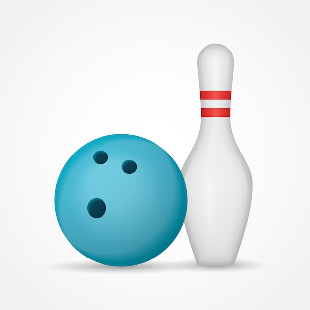 Bowling ball and pin isolated   illustration.