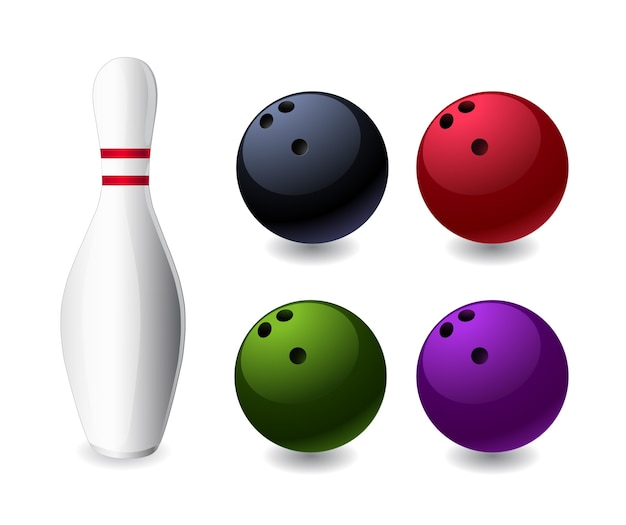 Bowling game pin and ball icon