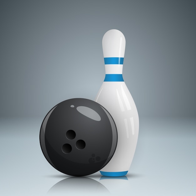 Bowling game realistic icon