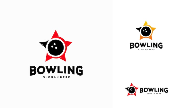 Bowling logo designs concept vector, Star Bowling logo concept