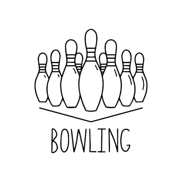 Bowling outline pins are standing The outline is simple the icon is hand drawn