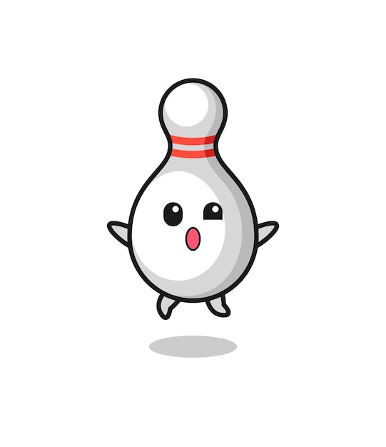 Bowling pin character is jumping gesture cute design