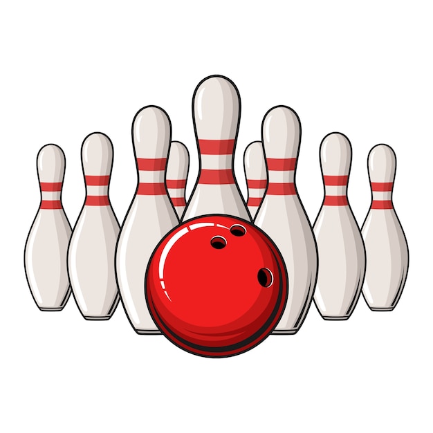 Bowling poster with ball and bowling pins