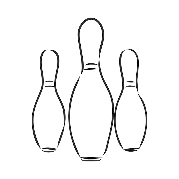 Bowling skittles and ball sketch vector illustration bowling, vector sketch illustration