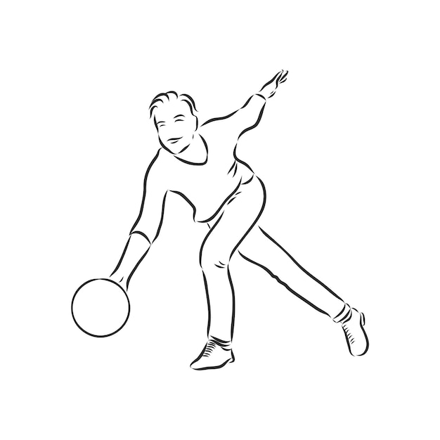 Bowling skittles and ball sketch vector illustration bowling vector sketch