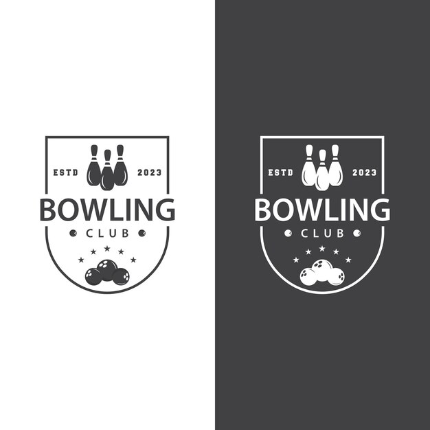 Bowling Sports Club Logo Bowling Ball And Pin Design Vector Tournament Templet Illustration