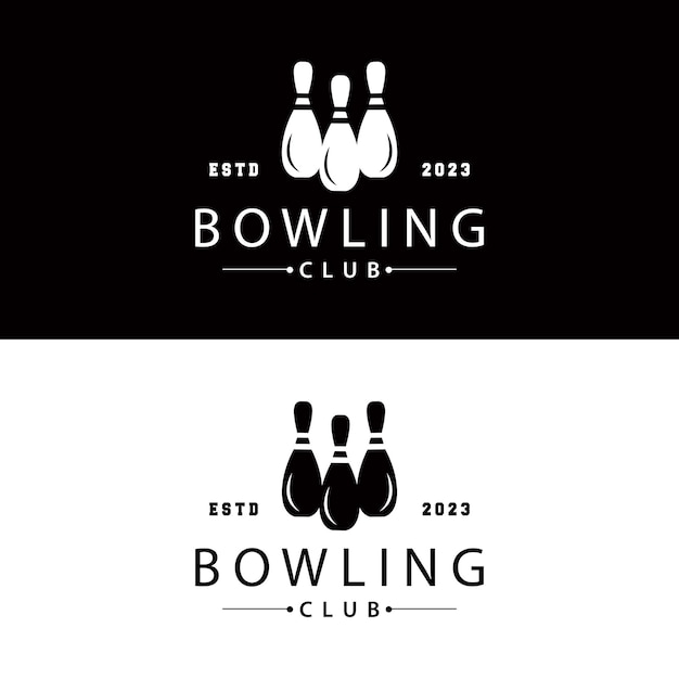 Bowling Sports Club Logo Bowling Ball And Pin Design Vector Tournament Templet Illustration