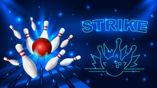 Bowling strike template illustration.