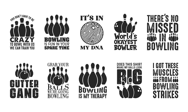 Bowling T shirt Design Bundle Bowling shirt Vector Bowling T shirt design Collection