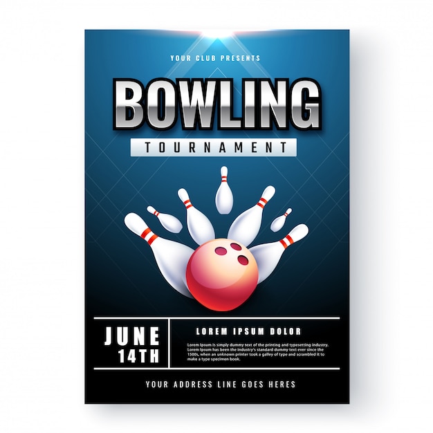 Bowling tournament poster or flyer design 