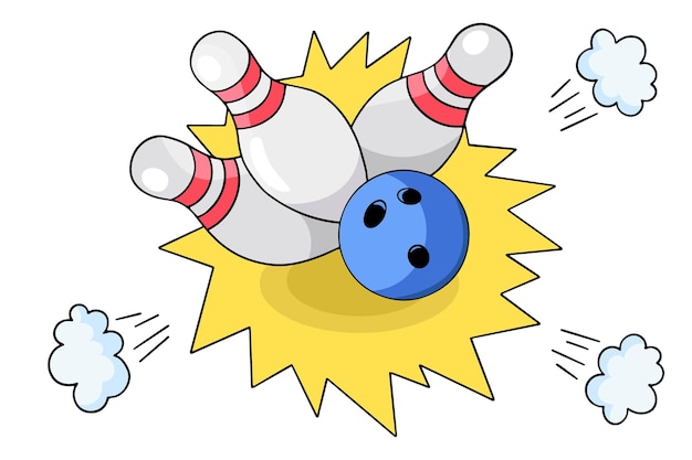 Bowling vector design element in the style of doodles isolated on a white background hand drawn