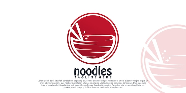 Bowls logo design illustration for ramen noodle icon with creative unique concept Premium Vector