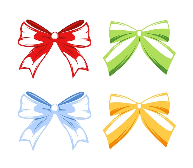 Bows collection isolated on white background